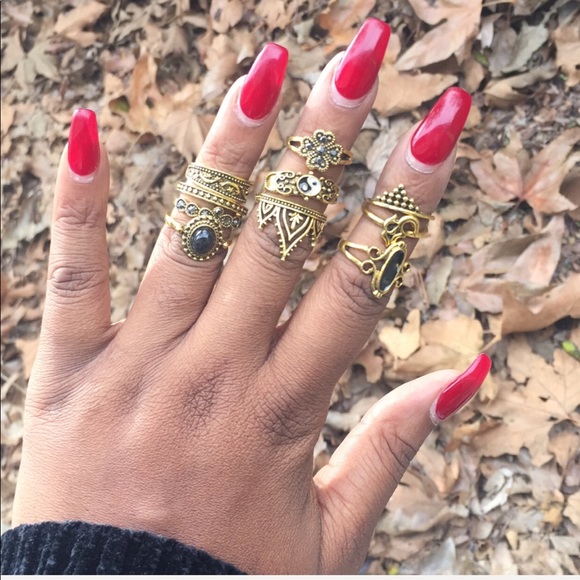 10 pc Bohemian Ring Set - Picture 3 of 6